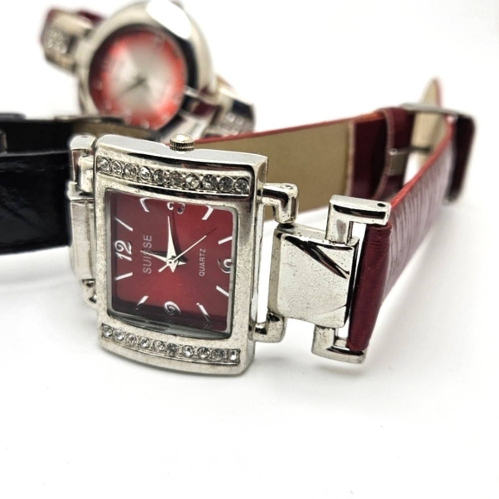 🟢3/$19🟢 SUISSE 5 piece Watch Collection Red Black Pink - Picture 4 of 6